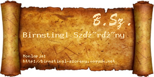 Birnstingl Szörény névjegykártya